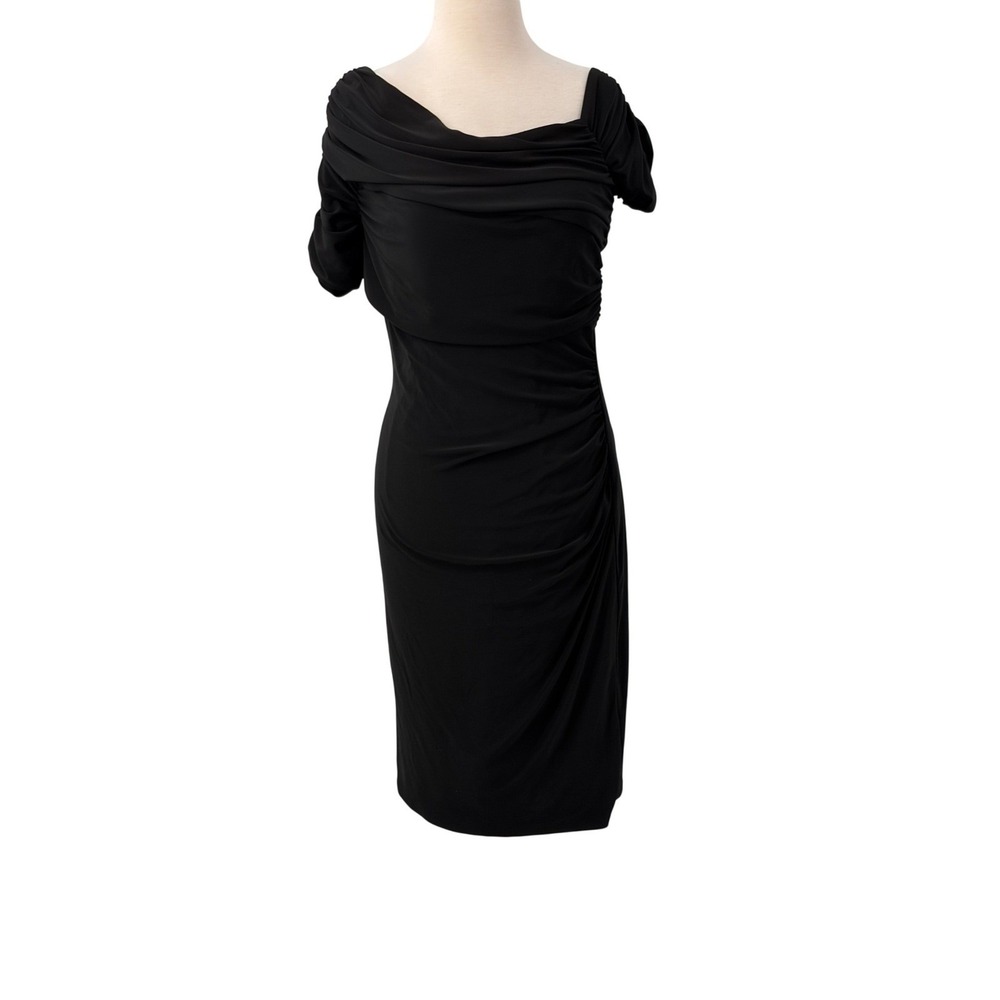 Lauren Ralph Lauren Women's Black Ruched Off-Shoulder Cocktail Sheath Dress 12